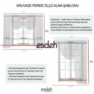 200 x 260  - Kum Desen Örme Grek Tül Perde Püsküllü - Sağ Kanat
