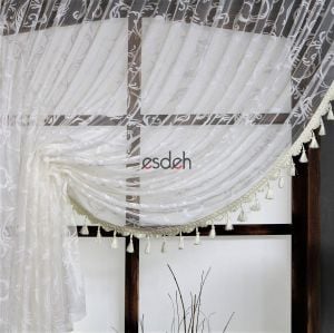 150 x 260  - Şal Desen Kruvaze Tül Perde Püsküllü - Tek kanat Sol