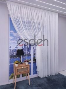 200x250  - Kruvaze Çelik Tül Perde Boncuklu - Tek kanat Sağ