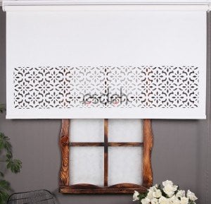 Beyaz Lazer Stor Perde - Osmanlı Desen - Orta Kalın Kumaş