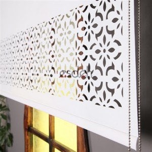 Beyaz Lazer Stor Perde - Osmanlı Desen - Orta Kalın Kumaş