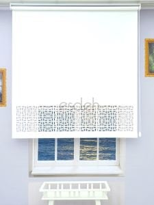 Beyaz Lazer Stor Perde - Labirent Desen - Ultra Kalın Kumaş