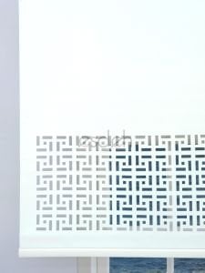 Beyaz Lazer Stor Perde - Labirent Desen - Ultra Kalın Kumaş