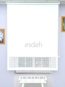 Beyaz Lazer Stor Perde - Labirent Desen - Ultra Kalın Kumaş