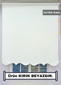 Kırık Beyaz Stor Perde - Ultra Kalın Kumaş - Etekli