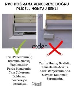 Ekru Honeycomb Plicell Cam Balkon Perdesi - İP DELİKSİZ