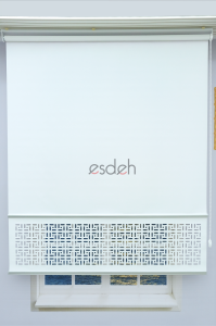 Kırık Beyaz Lazer Stor Perde - Gümüş Lama - Labirent Desenli - Orta Kalın Kumaş