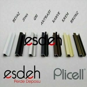 Krem Desenli Plicell Cam Balkon Perdesi - Ekonomik Model(Merit)