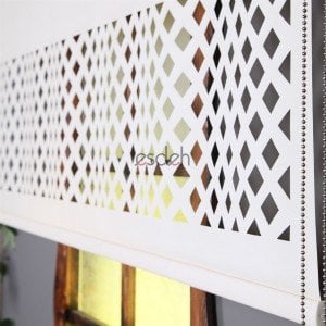 Ekru Lazer Stor Perde - Geometri Desen - Orta Kalın Kumaş