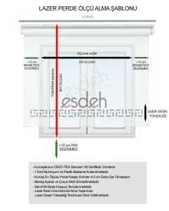 Ekru Lazer Stor Perde - Geometri Desen - Orta Kalın Kumaş