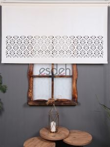 Ekru Lazer Stor Perde - Damask Desen - Orta Kalın Kumaş