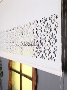 Ekru Lazer Stor Perde - Damask Desen - Orta Kalın Kumaş