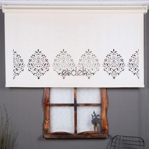 Ekru Lazer Stor Perde - Lale Desen - Orta Kalın Kumaş