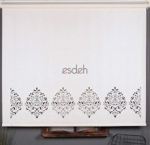 Ekru Lazer Stor Perde - Lale Desen - Orta Kalın Kumaş