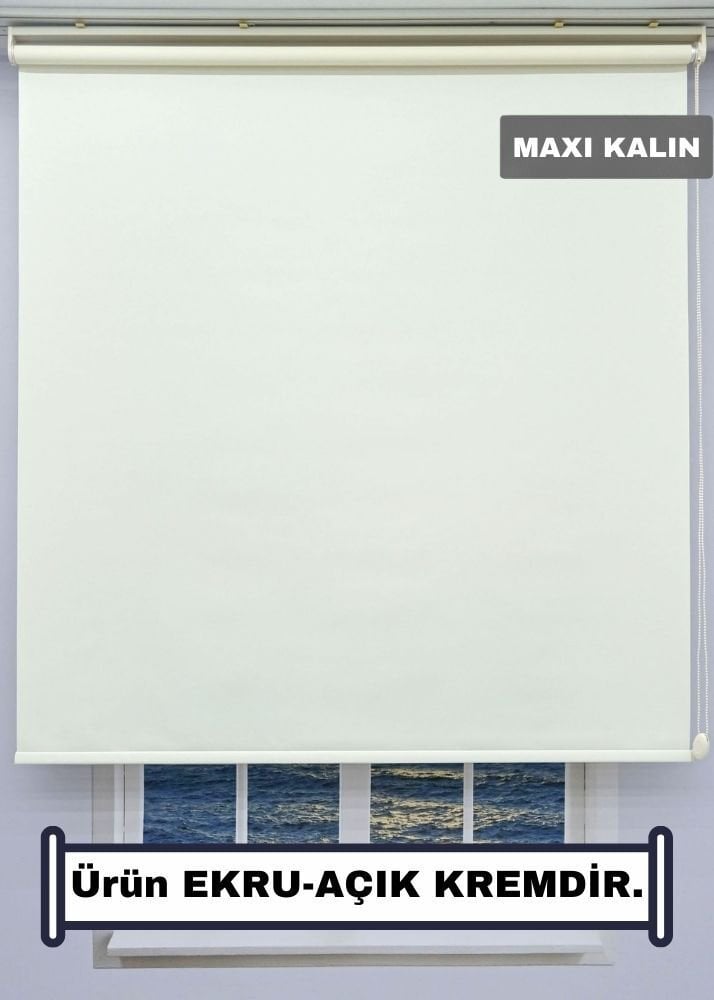 Ekru Stor Perde - Maxı Kalın Kumaş