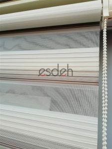 Renkli Piliseli Zebra Perde - Krem/Kahve