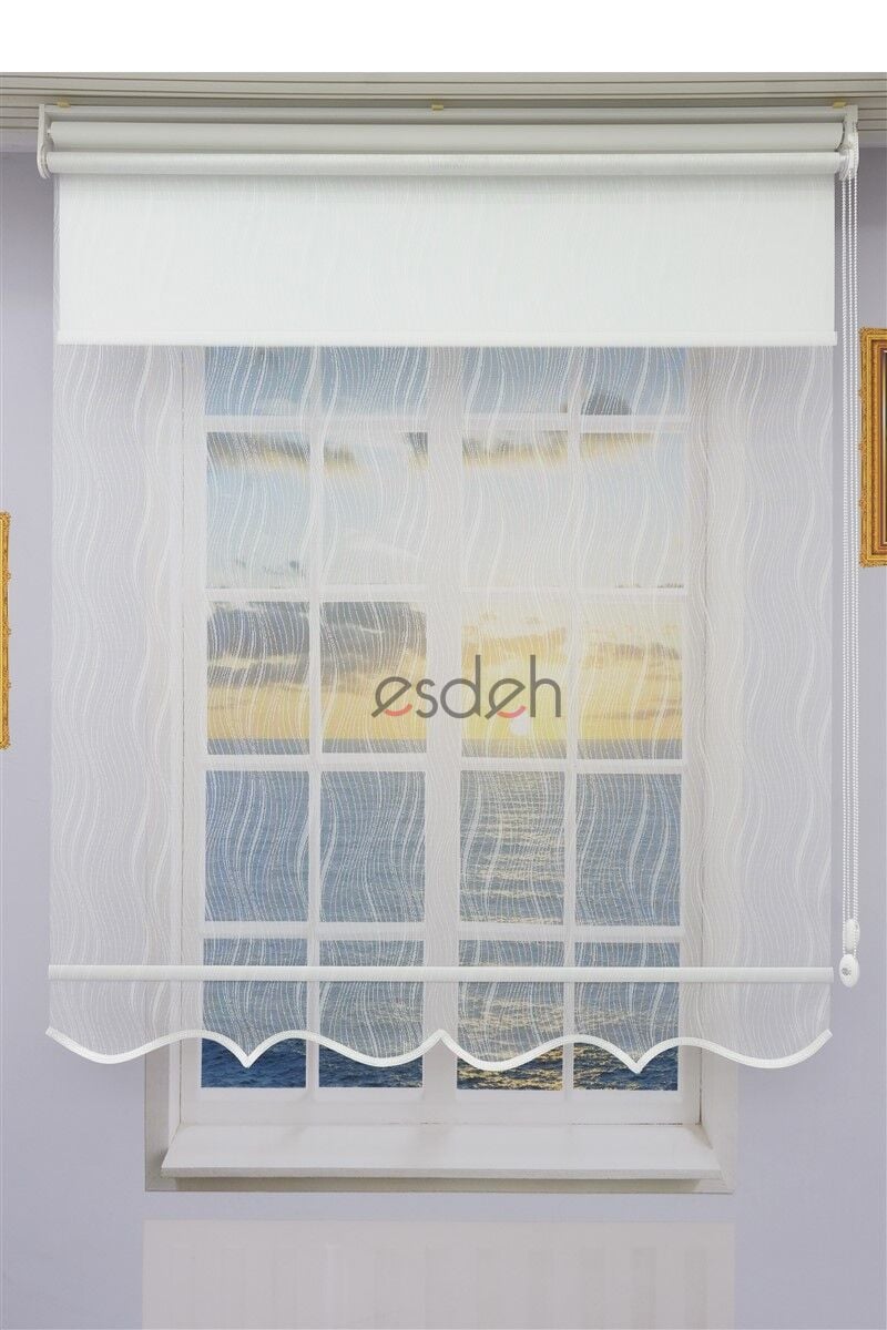 Dalgalı Spor Tül Stor Perde - Kırık Beyaz - Çift Mekanizmalı