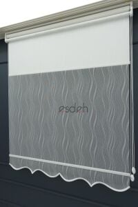 Dalgalı Spor Tül Stor Perde - Kırık Beyaz - Çift Mekanizmalı