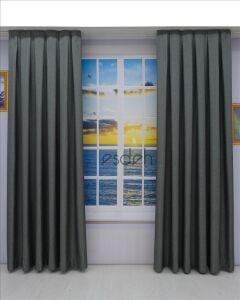 GRİ Pileli Fon Perde (80x250+260 cm) - ÇİFT KANAT GÖNDERİLİR - Spor Düz Modern Tasarım
