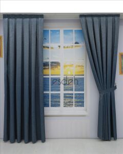 LACİVERT/MAVİ Pileli Fon Perde (80x250+260 cm) - ÇİFT KANAT GÖNDERİLİR - Spor Düz Modern Tasarım