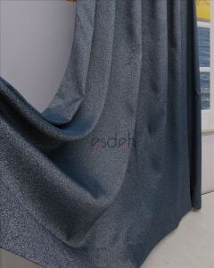 LACİVERT/MAVİ Pileli Fon Perde (80x250+260 cm) - ÇİFT KANAT GÖNDERİLİR - Spor Düz Modern Tasarım