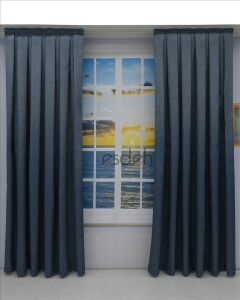 LACİVERT/MAVİ Pileli Fon Perde (80x250+260 cm) - ÇİFT KANAT GÖNDERİLİR - Spor Düz Modern Tasarım