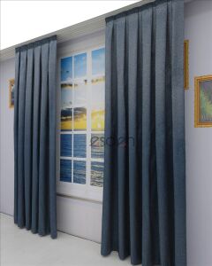 LACİVERT/MAVİ Pileli Fon Perde (80x250+260 cm) - ÇİFT KANAT GÖNDERİLİR - Spor Düz Modern Tasarım