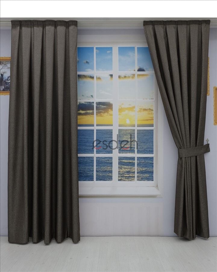 VİZON/KAHVE Pileli Fon Perde (80x250+260 cm) - ÇİFT KANAT GÖNDERİLİR - Spor Düz Modern Tasarım