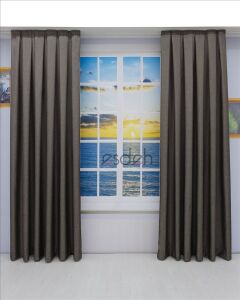 VİZON/KAHVE Pileli Fon Perde (80x250+260 cm) - ÇİFT KANAT GÖNDERİLİR - Spor Düz Modern Tasarım