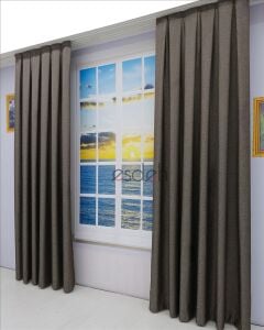 VİZON/KAHVE Pileli Fon Perde (80x250+260 cm) - ÇİFT KANAT GÖNDERİLİR - Spor Düz Modern Tasarım