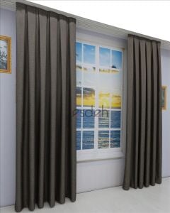 VİZON/KAHVE Pileli Fon Perde (80x250+260 cm) - ÇİFT KANAT GÖNDERİLİR - Spor Düz Modern Tasarım