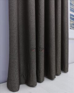 VİZON/KAHVE Pileli Fon Perde (80x250+260 cm) - ÇİFT KANAT GÖNDERİLİR - Spor Düz Modern Tasarım