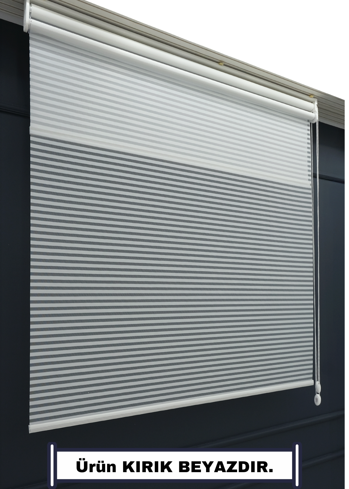 Çift Mekanizmalı Jaluzi Görünümlü TÜL+STOR Güneşlik Perde – Çiftli Sistem