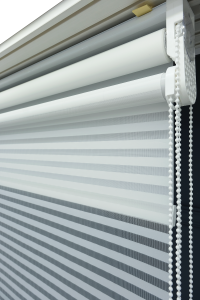 Çift Mekanizmalı Jaluzi Görünümlü TÜL+STOR Güneşlik Perde – Çiftli Sistem - 2 Perde TEK ÜRÜN!