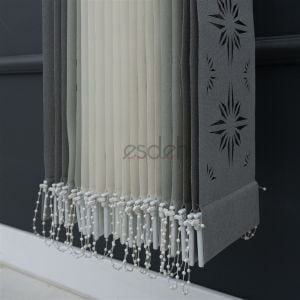 Gri/Açık Gri/Ekru Dikey Stor Perde - İşyeri Ofis Perdesi - Lazer Desenli