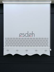 Beyaz - Lazer Etek İşlemeli Stor Perde - Orta Kalın Kumaş