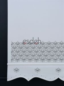 Beyaz - Lazer Etek İşlemeli Stor Perde - Orta Kalın Kumaş