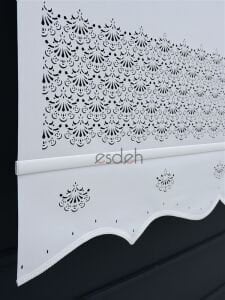 Beyaz - Lazer Etek İşlemeli Stor Perde - Orta Kalın Kumaş