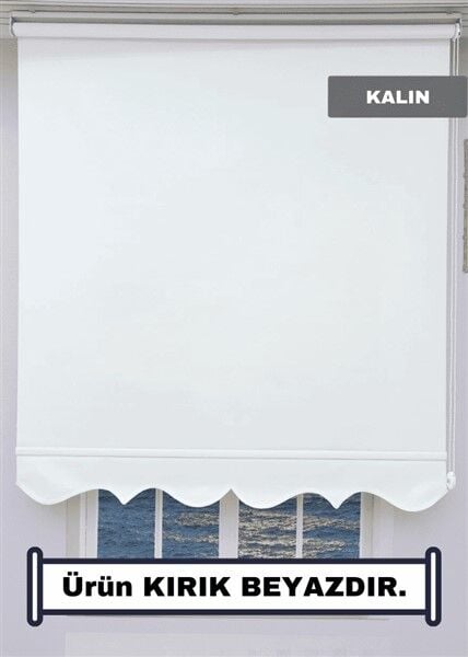 Beyaz Stor Perde - Ekonomik Model - Etekli