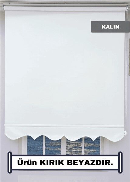 Beyaz Stor Perde - Ekonomik Model - Etekli