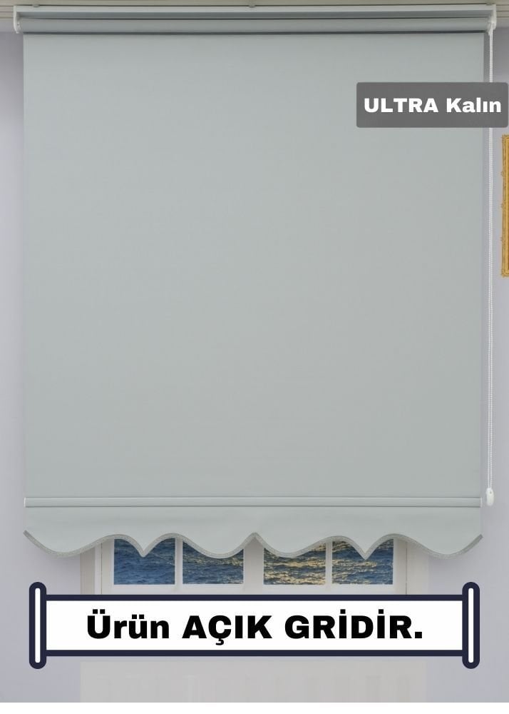 Açık Gri Stor Perde - Ultra Kalın Kumaş - Etekli