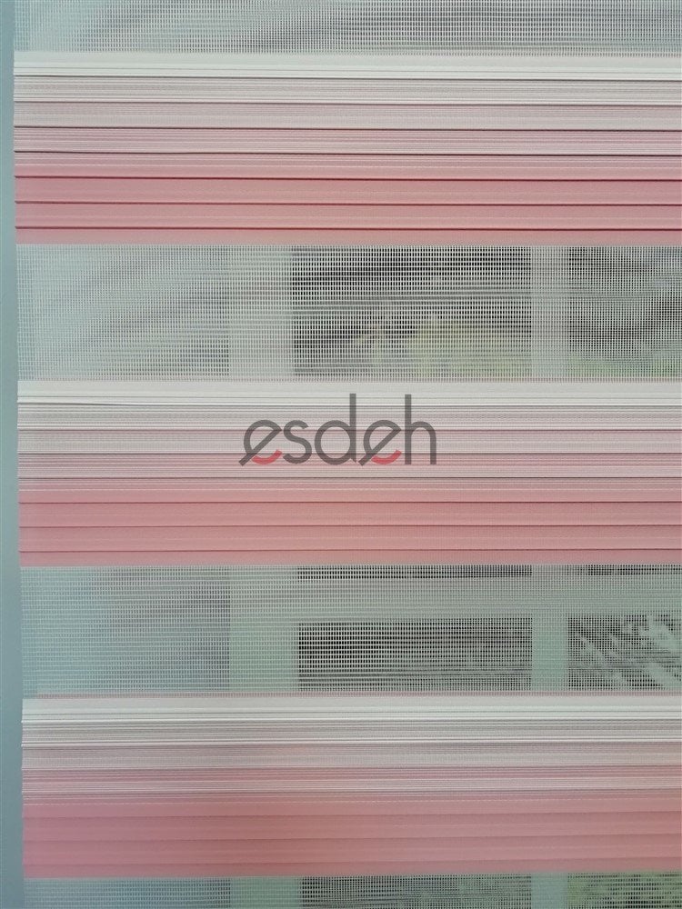 Renkli Piliseli Zebra Perde - Pembe