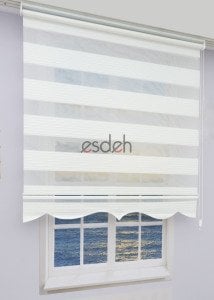 Geniş Piliseli Zebra Perde - Beyaz - Etek Dilimli