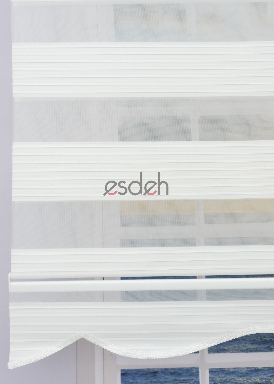 Geniş Piliseli Zebra Perde - Beyaz - Etek Dilimli