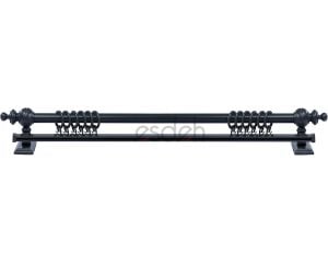 Antrasit Ahşap Rustik - Dekoratif Perde Askısı Tek Raylı - 180 cm