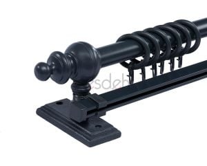 Antrasit Ahşap Rustik - Dekoratif Perde Askısı Tek Raylı - 180 cm