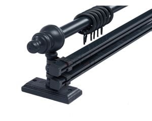 Antrasit Ahşap Rustik - Dekoratif Perde Askısı Tek Raylı - 180 cm