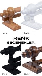 Antrasit Ahşap Rustik - Dekoratif Perde Askısı Tek Raylı - 180 cm