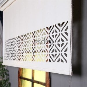 Ekru Lazer Stor Perde - Baklava Desen - Orta Kalın Kumaş