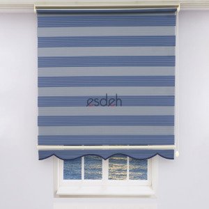 Lacivert Zebra Perde - Geniş Pliseli Model